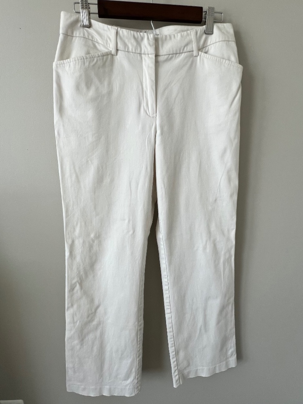 New York & Company Women's White Cotton Stretch Dress Pants Straight Leg Size 8